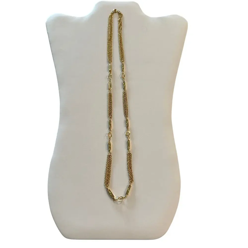 Vintage Gold Tone Delicate Multistrand Chain Necklace 24 Inch